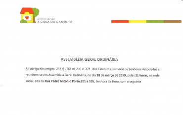 Assembleia Geral Ordinária 28 Março '19 | Convocatória